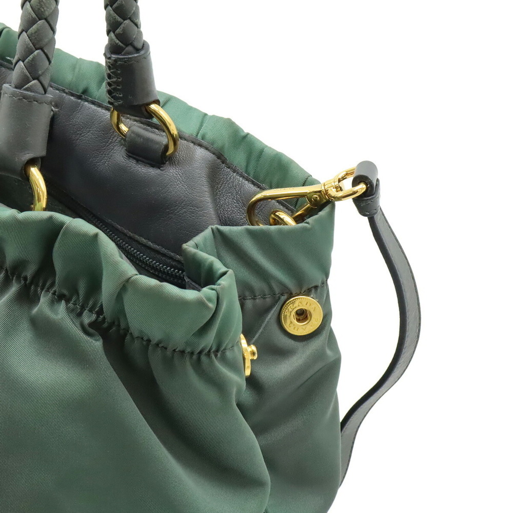 PRADA Ardesia Gathered Ribbon Handbag with Handles, Shoulder Bag, Gray, Nylon... - Picture 6 of 9